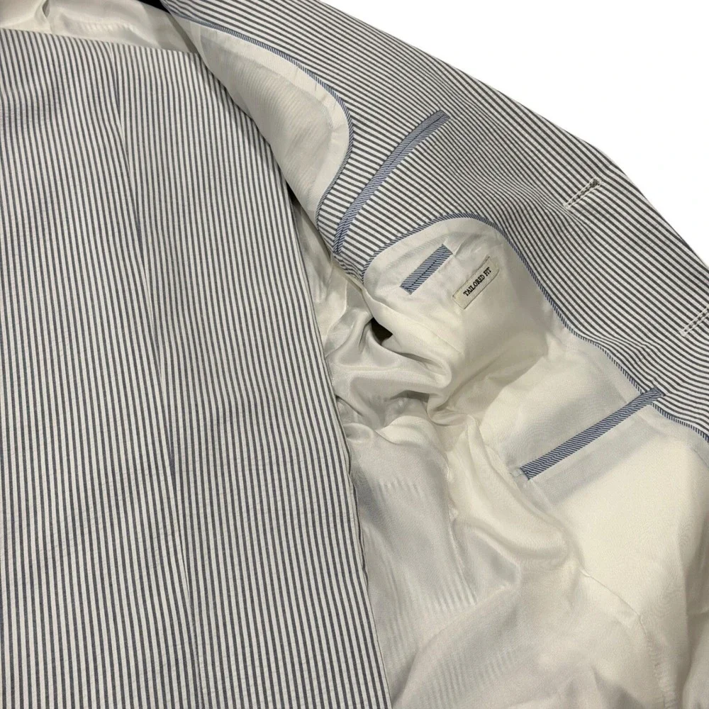 JOS A BANK 1905 Mens Spring Seersucker Stripe Blazer And Pants Suit Set 36S‎ 30W